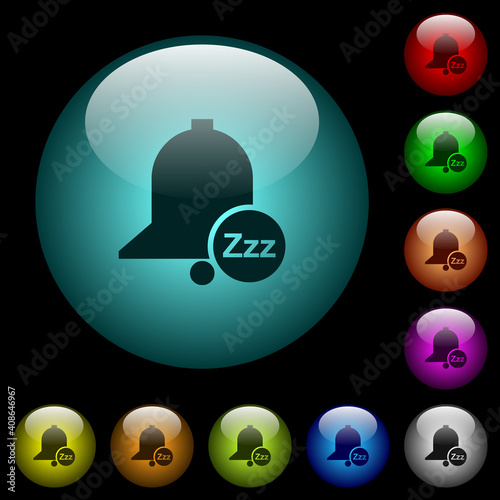 Reminder snooze icons in color illuminated glass buttons
