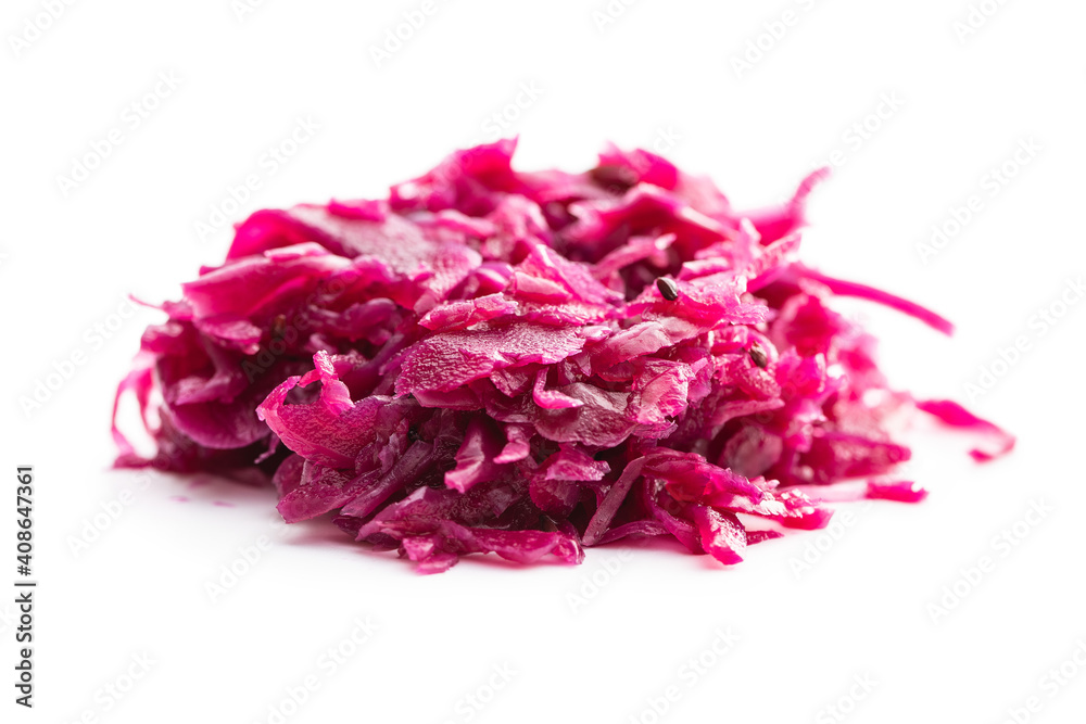 Red sauerkraut. Sour pickled cabbage