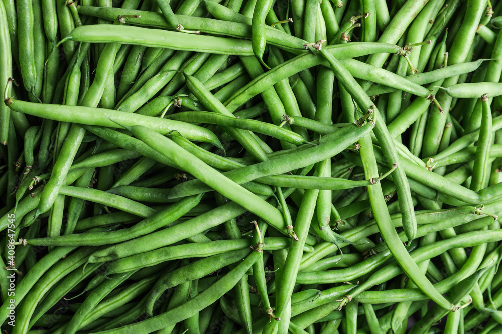 Fresh green beans as background, top view Fresh green beans as background, top view