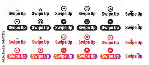 Swipe up icon . Set of arrow up illustration . Scroll or swipe up buttons. Social media concept . vector.