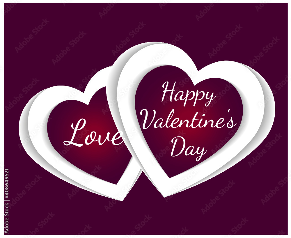 Happy valentines day greeting.realistic heart in love line. calligraphy text sign Free Vector