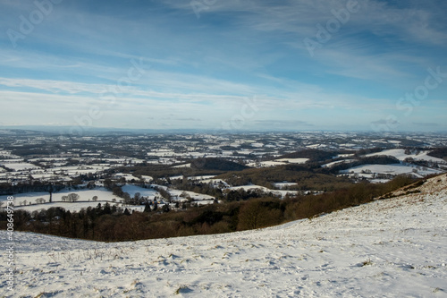 Malvern Hills in snowy weather Worcestershire UK
