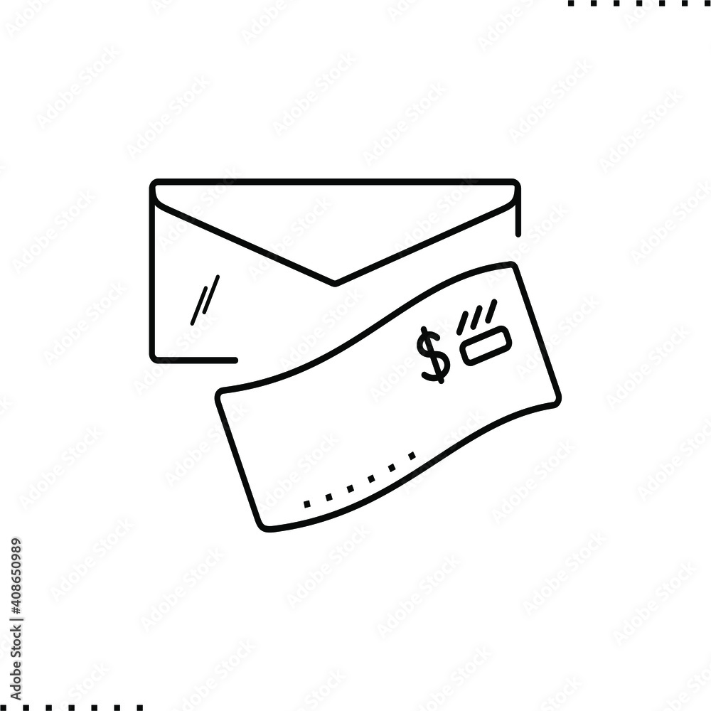 envelope with a check money vector icon in outline envelope with a check money vector icon in outline