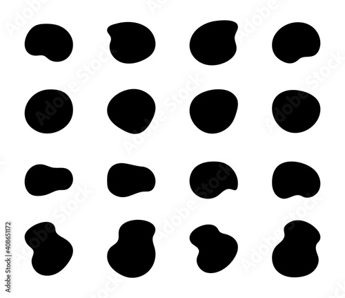 Blob shapes vector set. Organic abstract splodge elemets monochrome collection. Inkblot simple silhouette