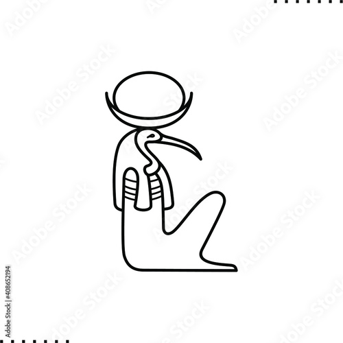 Thoth Ancient Egypt God vector icon in outline