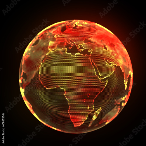 Red burning Earth, infected planet, end of the world.