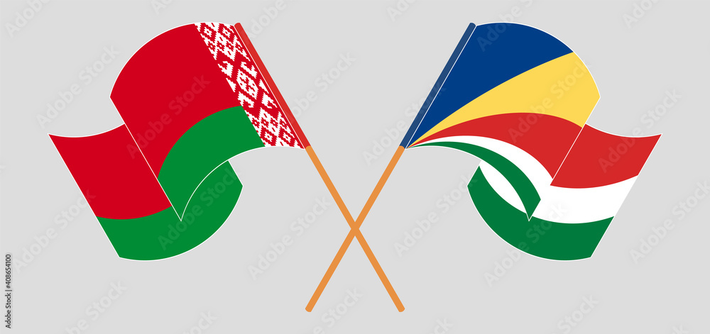 Crossed flags of Belarus and Seychelles Crossed flags of Belarus and Seychelles