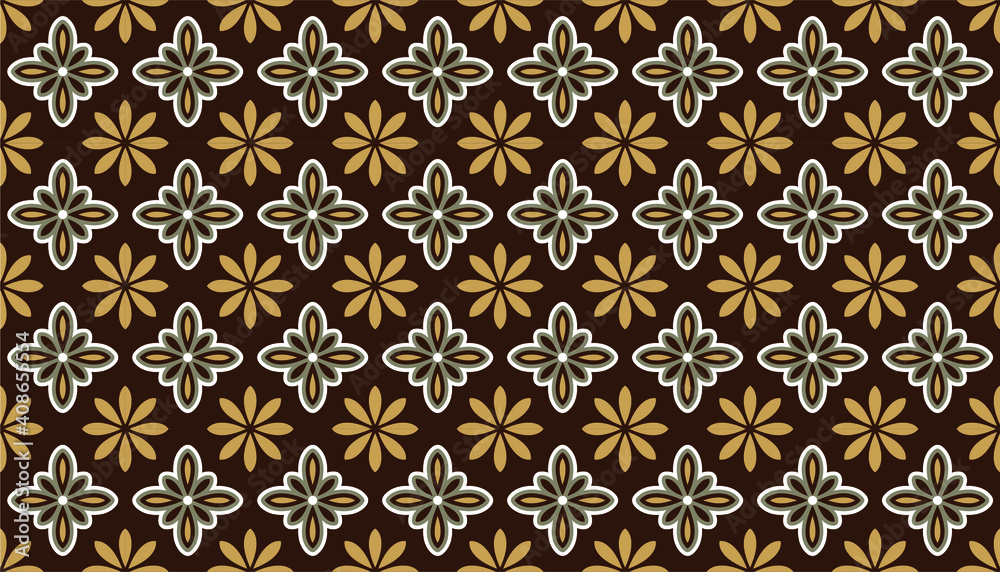 Brown Floral Pattern Seamless Background 