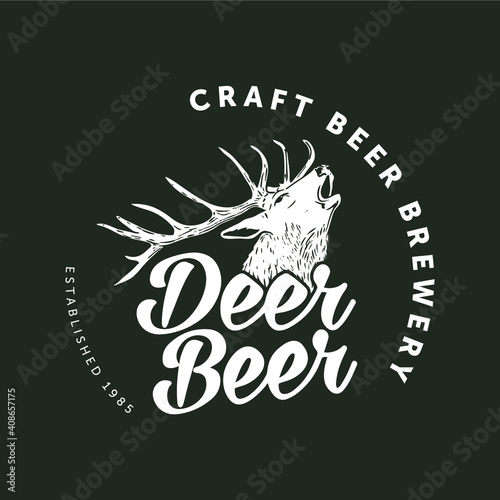 Deer Beer Label design for craft beer brewery.