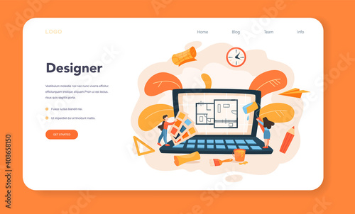 Professional interior designer web banner or landing page.