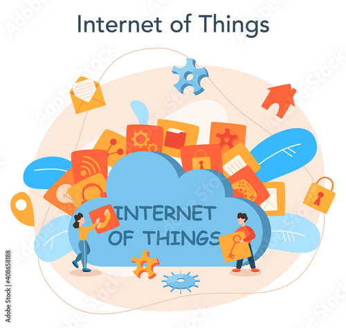 Internet of things. Idea of cloud, technology and home.