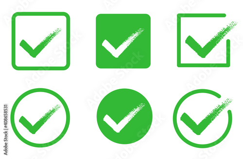 Green check mark icon. Check mark vector icon. Checkmark Illustration. Vector symbols set ,green checkmark isolated on white background. Correct vote choise isolated symbol.