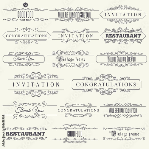 Calligraphic design elements. Elegant collection of hand drawn swirls for your design. Page decorations. Swirl, scroll and flourishes dividers. Set of text delimiters. Premium quality