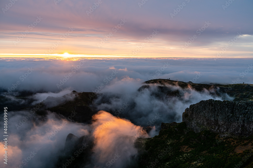 Sunrise on the mountain peak Pico do Arieiro of Madeira Island Sunrise on the mountain peak Pico do Arieiro of Madeira Island