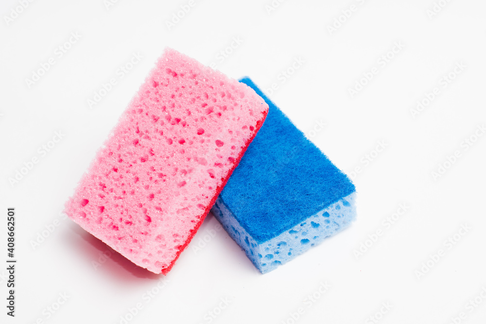 Two sponge for washing dishes isolated on white background Two sponge for washing dishes isolated on white background
