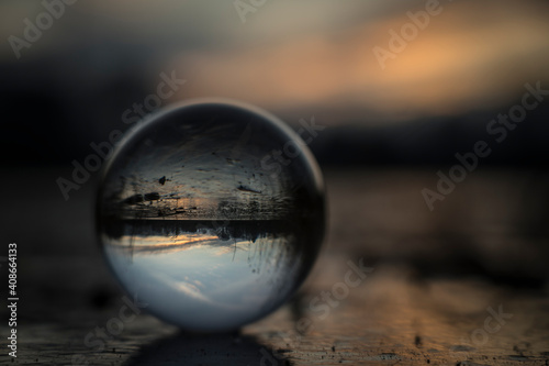 glass globe on a surface