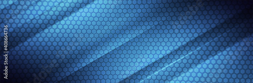 Hexagon background. Blue technology pattern. Futuristic backdrop. Hex vector illustration © Horsepowermini
