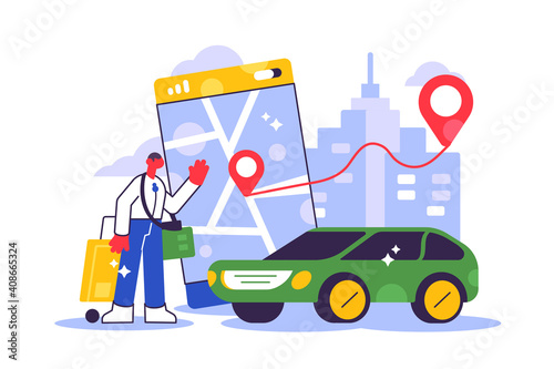 Online ordering taxi car, rent and sharing using service mobile