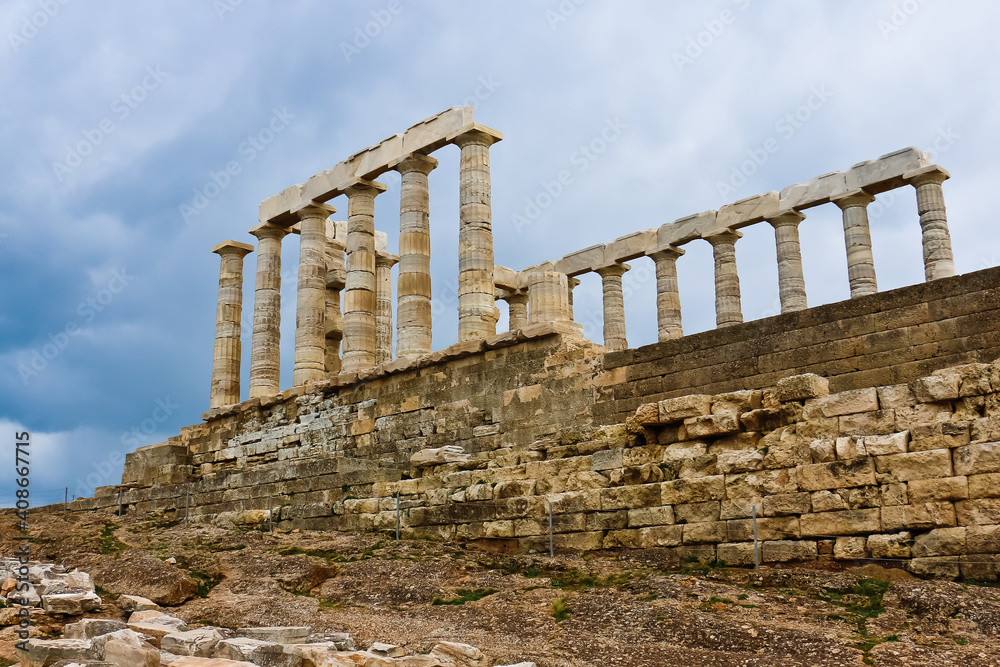 Ruins of temple of Poseidon Greece 