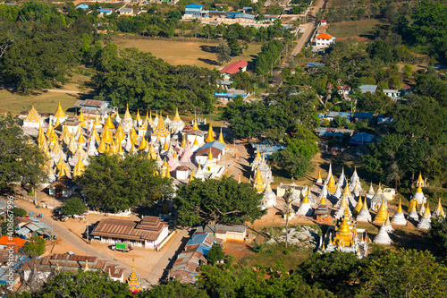 Aerial view of Yan Aung Myin - Htu Par Yone Pagoda, Pindaya, Myanmar photo
