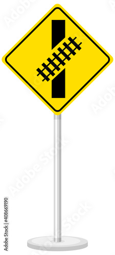 Yellow traffic warning sign on white background