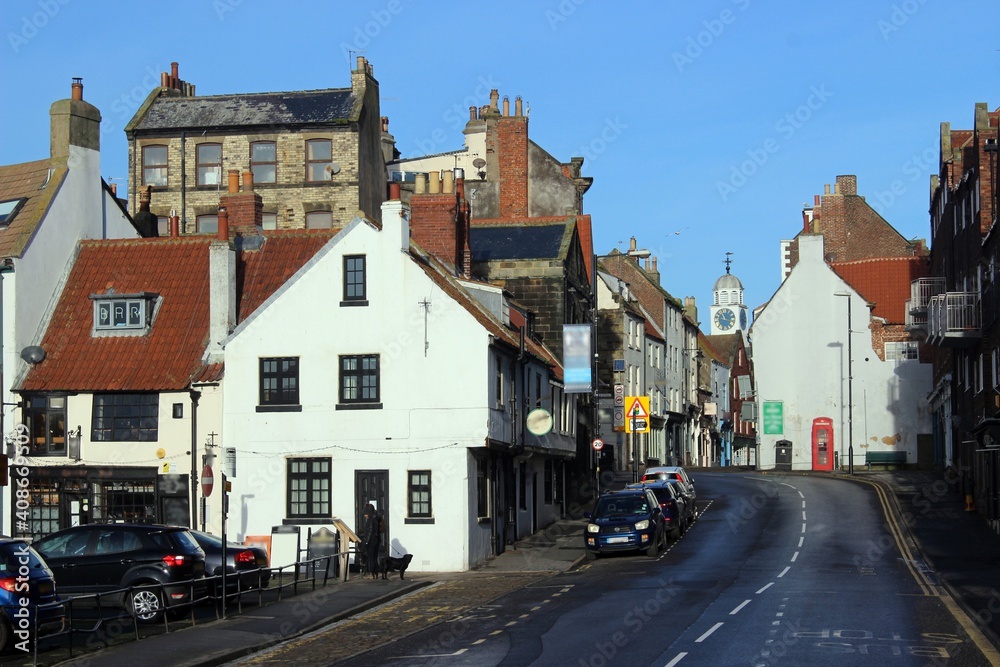 Church Street, Whitby, North Yorkshire, looking north.