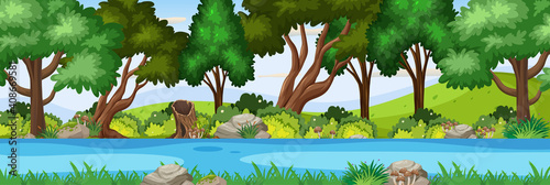 River scene in the forest horizontal scene