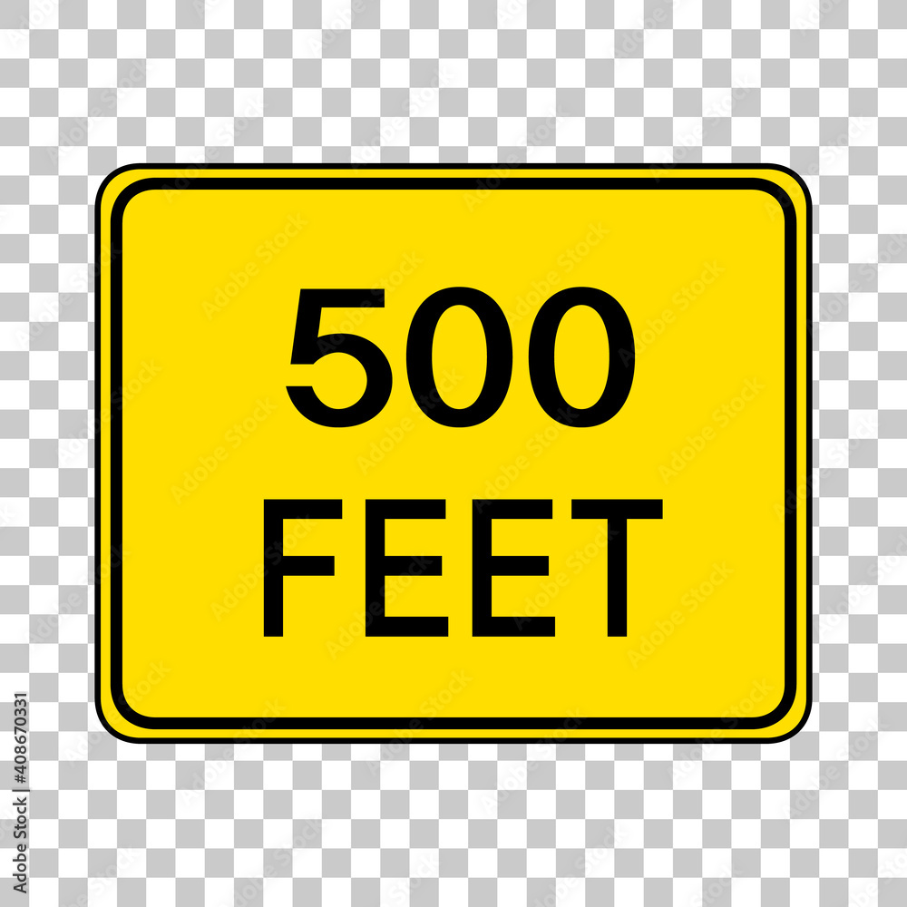 Yellow traffic warning sign on transparent background