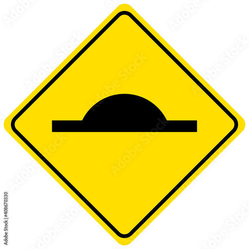Speed bump traffic sign isolated on white background