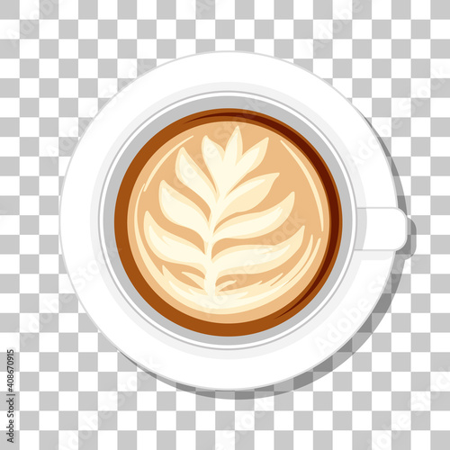 Coffee cup top view isolated on transparent background