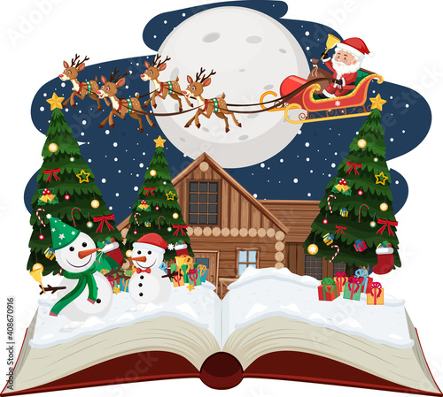 Santa and snowman on christmas night