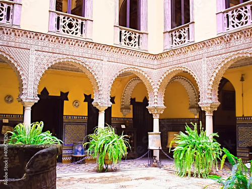 Moorish decoration in Lebrija Palace in Seville, Spain photo