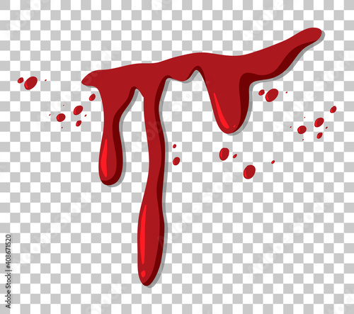 Red dripping blood on transparent background