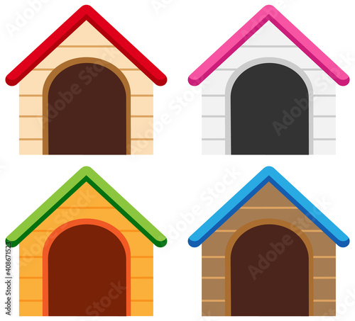 Set of different color of dog houses