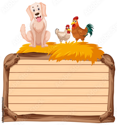 Empty banner with animal farm on white background