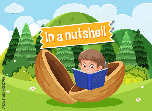 Idiom poster with In a nutshell