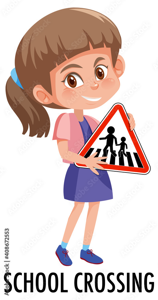 Girl holding traffic sign isolated on white background Girl holding traffic sign isolated on white background