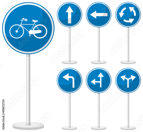 Blue traffic sign on white background