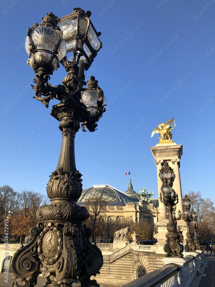 Paris, tour Eiffel et pont Alexandre III