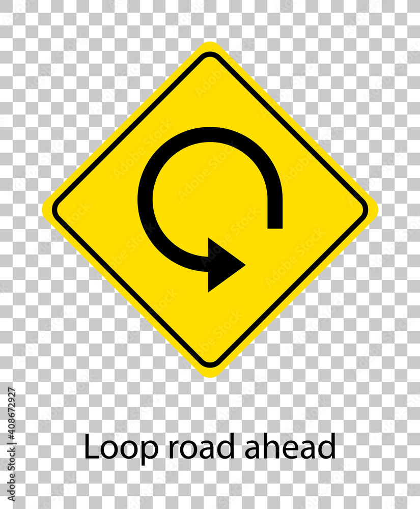 Yellow traffic warning sign on transparent background Yellow traffic warning sign on transparent background
