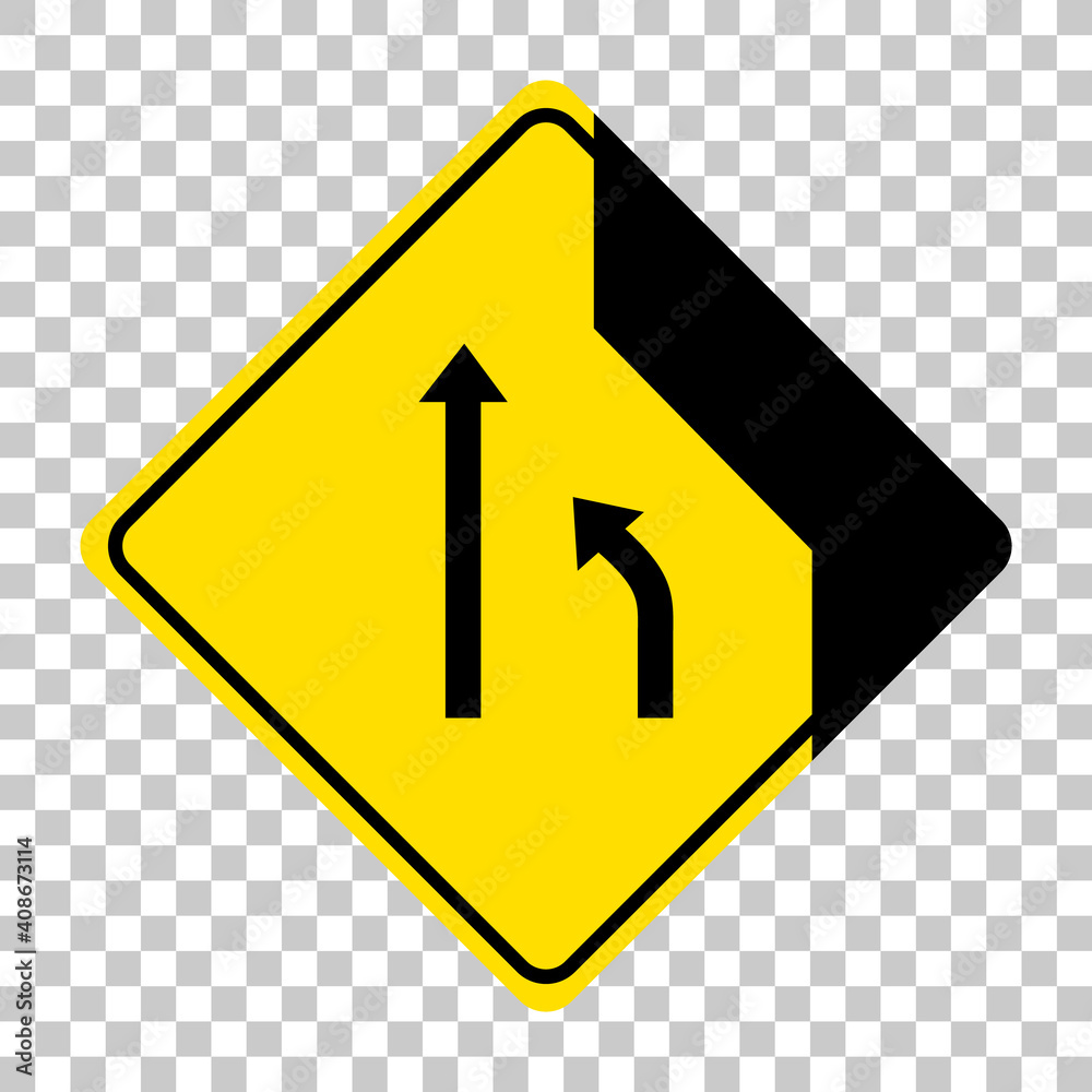 Yellow traffic warning sign on transparent background Yellow traffic warning sign on transparent background