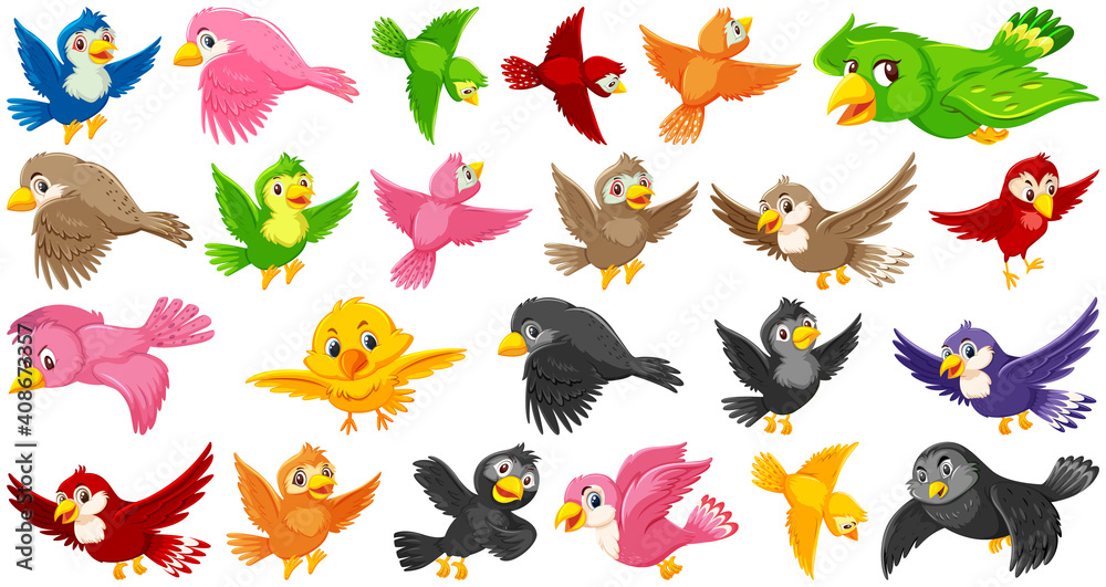 Set of bird cartoon character Set of bird cartoon character