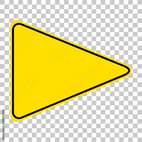 Yellow traffic warning sign on transparent background