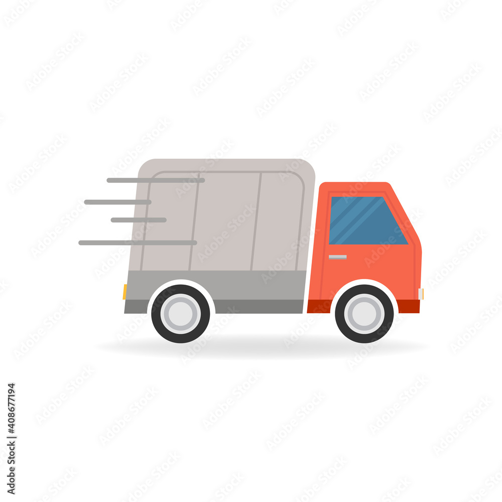 Delivery truck. Colorful fast delivery concept. Isolated vector illustration.	