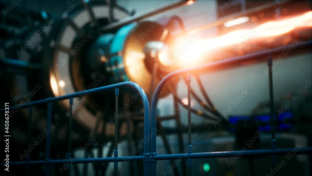 futuristic cyberpunk power plant thermonuclear or nuclear reactor