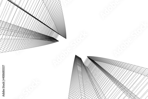 abstract architectural drawing 3d vector illustration