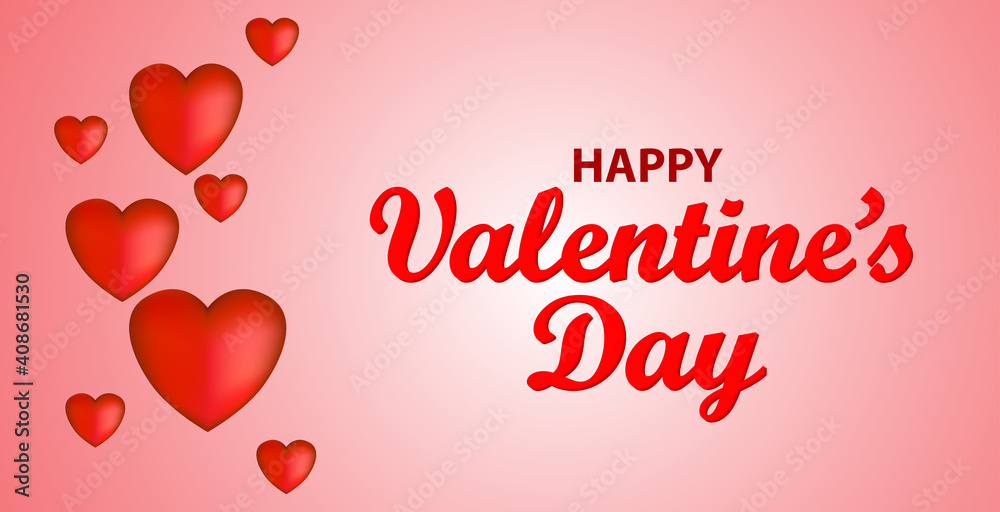 Valentine's Day Background Design Pink 2021. Red Heart Design. designs for banner and poster templates