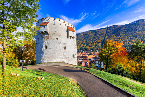 Obraz na płótnie Brasov, White Tower, Transylvania, Romania w salonie