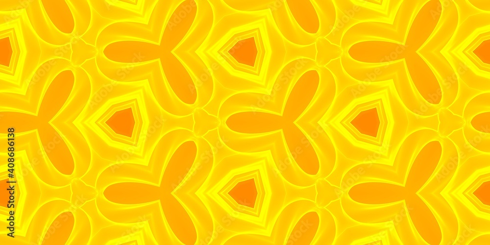 Elegant yellow and orange background with symmetrical ornament background design concept