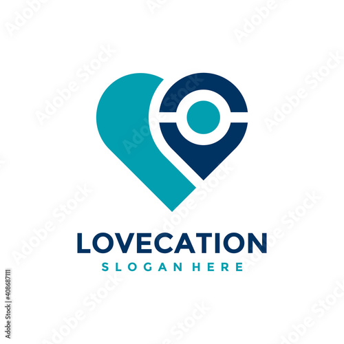 Love location logo design template. Concept of favorite place isolated with flat style icon modern. Creative map pointer with heart vector symbol.